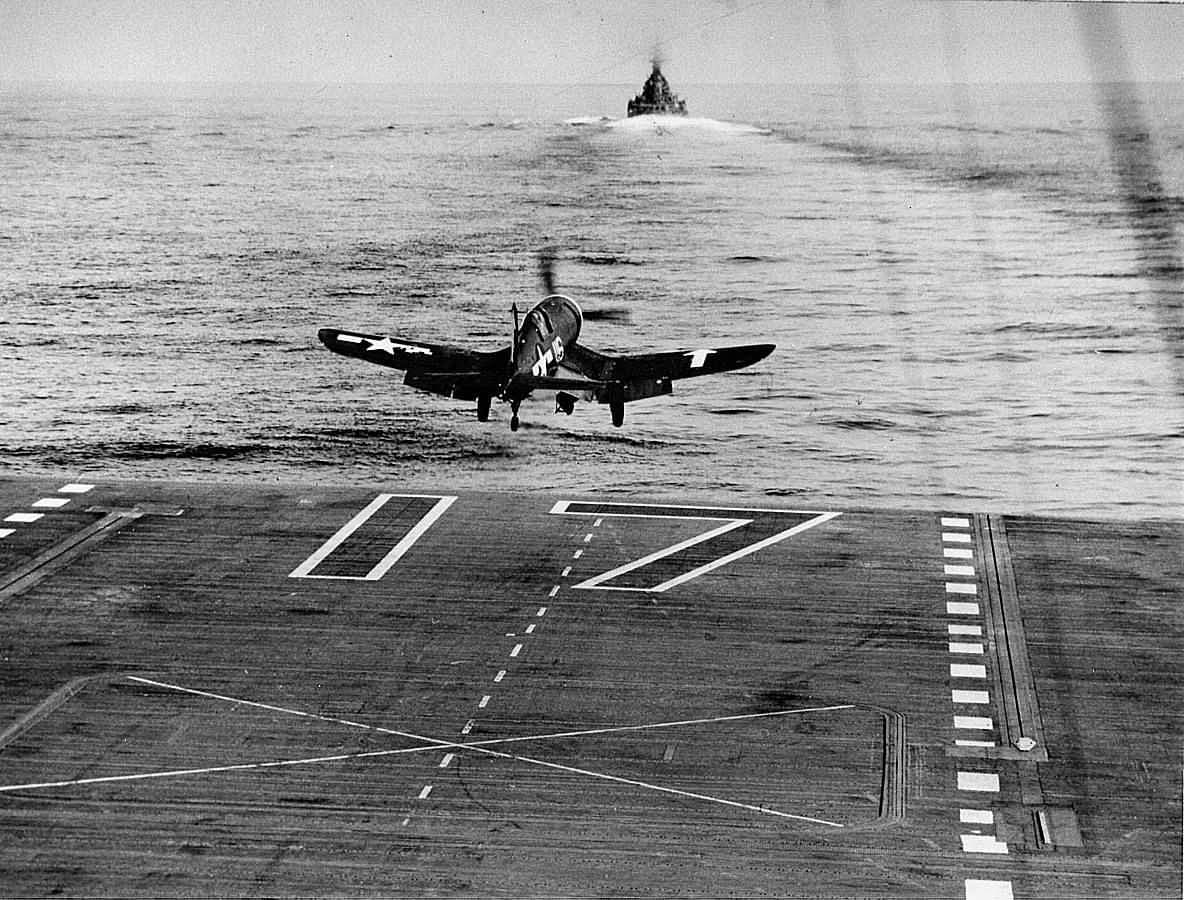 F4U-1D_Corsair_of_VF-84_launches_from_th
