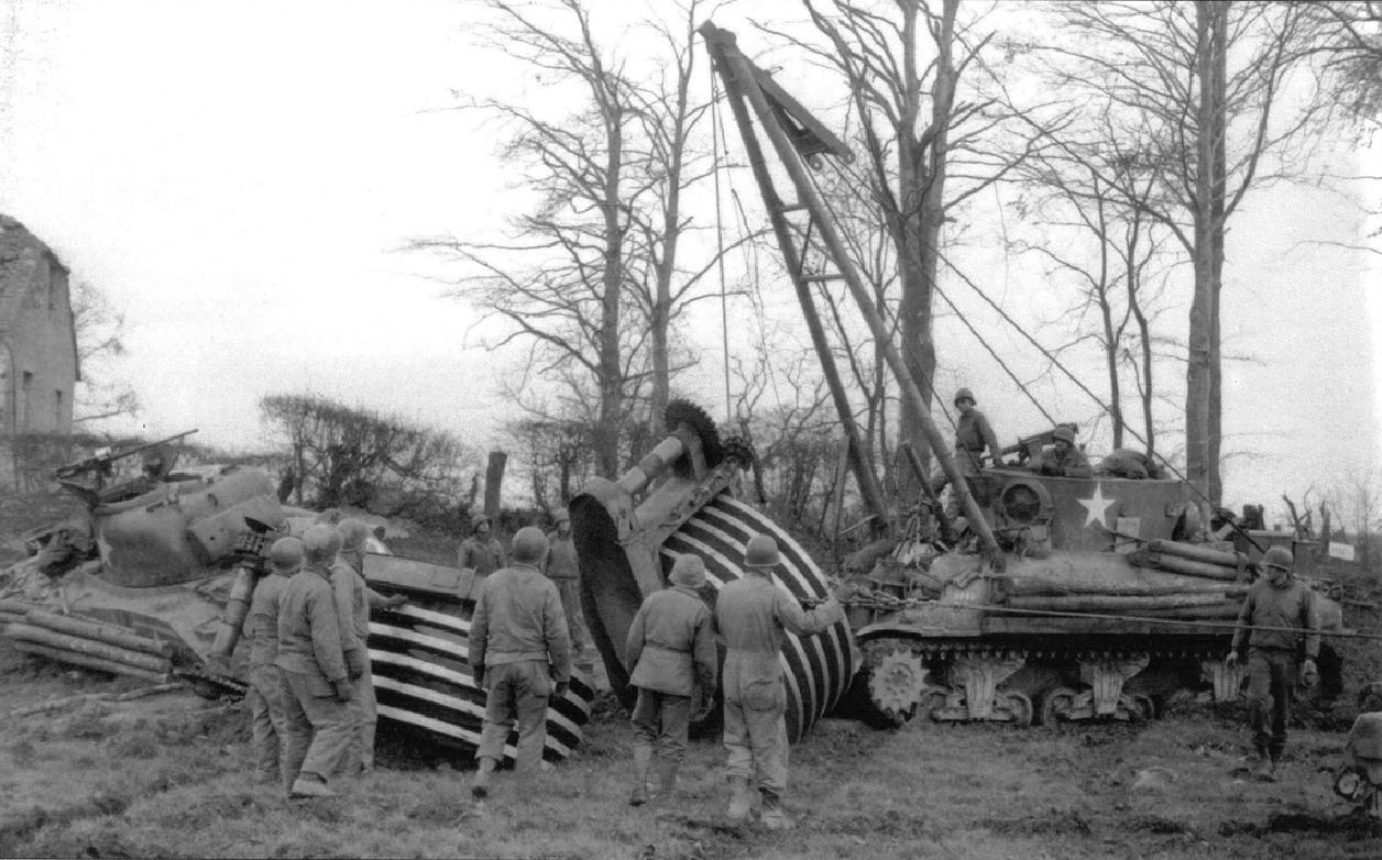 M32 19dec 1944 recovering mine rolling tank on German Frontier