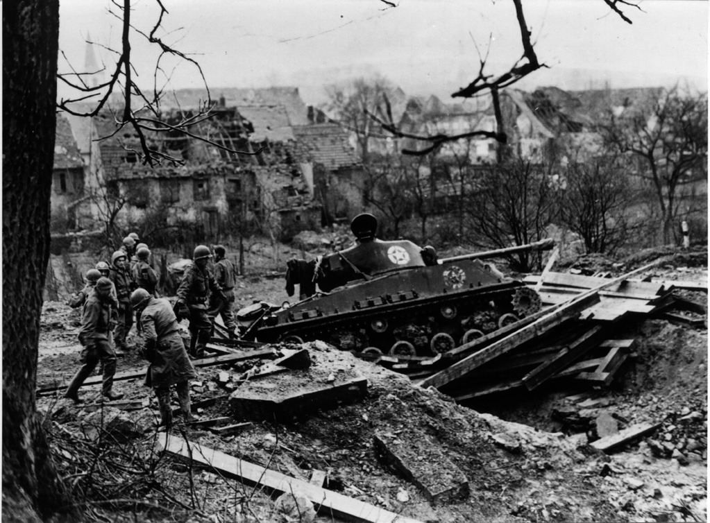 M4A3E8-tank-on-bridge-that-collapsed-with-weight-of-vehicle-during-operation-against-Glossbliederstroff-on-the-Saar-Tank-is-from-the-749th-Tank-Battalion-18-Februa (2)