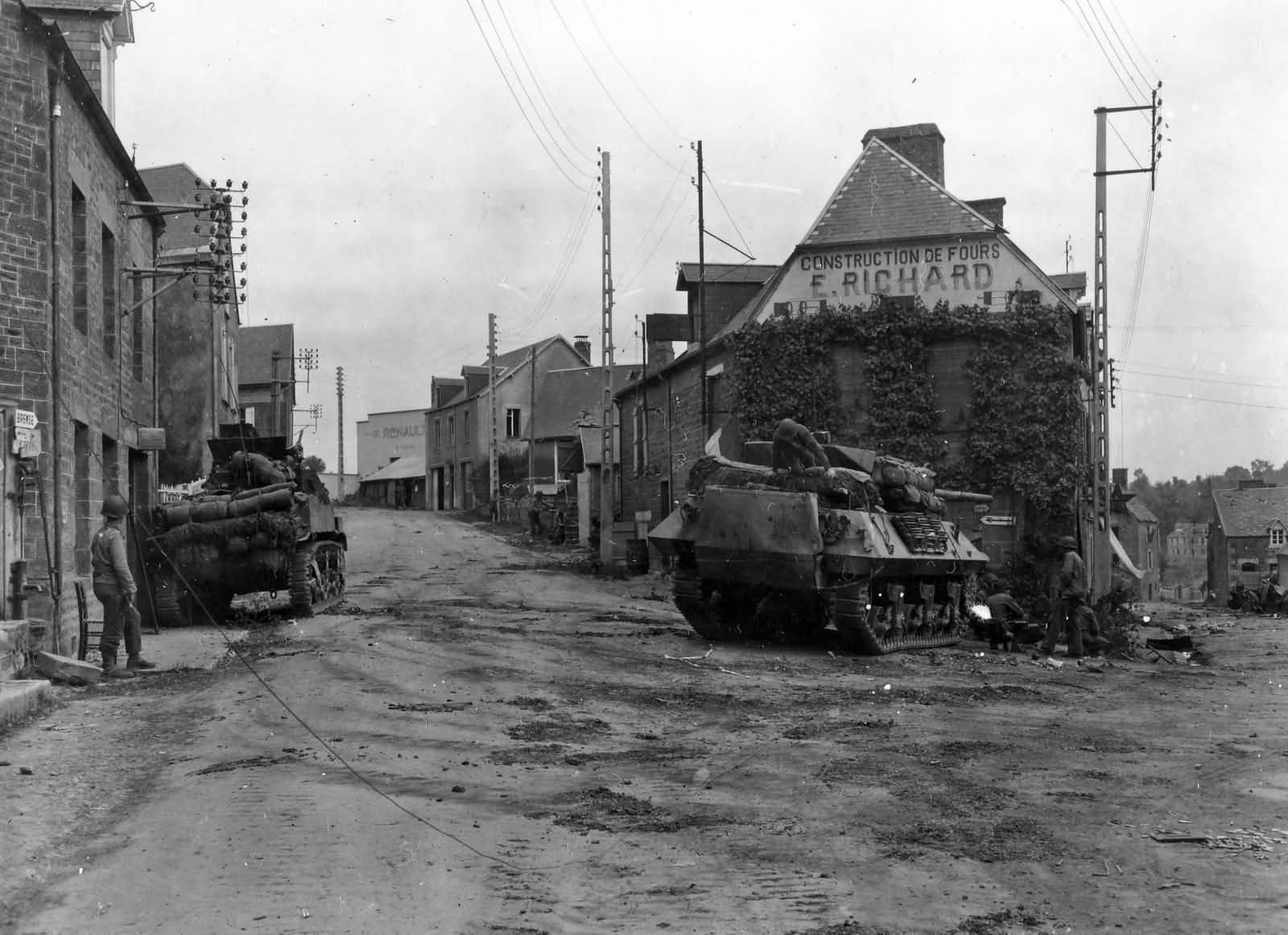 M5_And_M10_Wolverine_2nd_Armored_Division_In_Tesey_Sur_Vire_France_1944